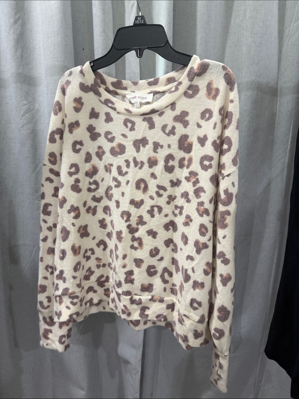 Pink Rose Leopard Print Sweater - Cream, Taupe & Light Brown